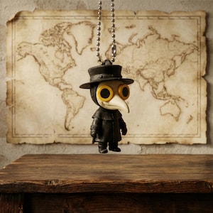 Plague Doctor Keychain, Goth Bag Charm | SCP 049, Plague Doctor Charm | Goth Keychain Accessory, Cute Plague Doctor, Plague Doctor Figure