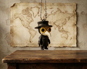 Mini Plague Doctor Keychain, Gothic Bag Charm, Steampunk Bird Mask, Medical Student Gift, Dark Academia, Creepy Cute Keyring