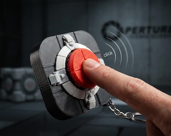 Portal Button Keychain Fidget Clicker Toy Desk Decor Aperture Science Prop Gamer Gift Backpack Charm Zipper Dangle ADHD Stress Relief