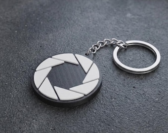 Aperture Science Logo Keychain Portal Backpack Charm Zipper Dangle PC Gaming Setup Accessory Gamer Boyfriend Gift 3D Printed Merch
