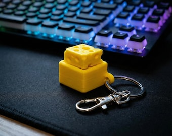 Mechanical Keyboard Switch Tester Fidget Toy Keycap Keychain Cheese Desk Decor ADHD Clicker Zipper Dangle Charm Programmer Gift