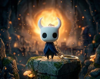 Hollow Knight Keychain | 3D Printed Void Hero Keyring | Cute Gamer Backpack Charm | Metroidvania Fan Art Gift