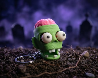 Zombie Keychain, Fidget Clicker, Fidgets | Zombie Head Keychain, Halloween Bag Charm | Horror Keychain, Goth Keychain, Clicker, Cyclops