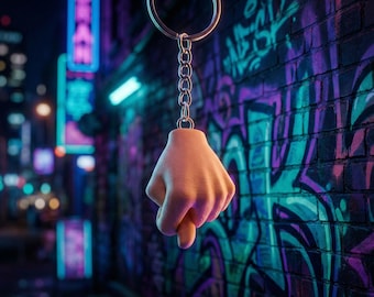 Funny Keychain Gift for Men | Fig Sign Good Luck Charm | Rude Hand Gesture Keyring | ASL Letter T | Got Your Nose Game | 3D Printed