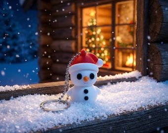 Snowman Keychain | Christmas Stocking Stuffer | 3D Printed Fidget Toy | Cute Winter Backpack Charm | Holiday Party Favor Gift