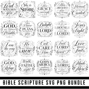Bible Scripture Svg Png Bundle, Minimal Christian Quote Svg, Religious Quotes, Jesus Svg, Bible Print, Cut Files Cricut DXF, Bible Verse Png
