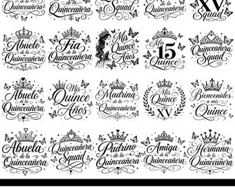 Mis Quince Svg Png Bundle, Mis Quince Squad Svg, Mis Quince Años, Latina Birthday Svg, Birthday Family Svg, Files for Cricut