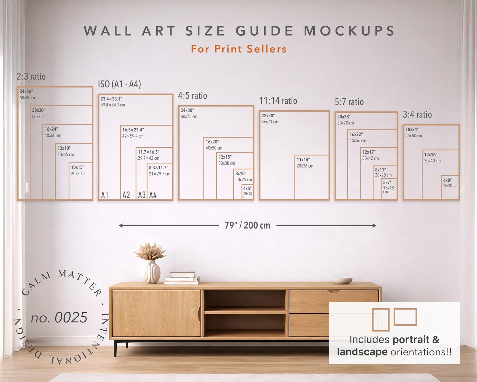 Wall Art Size Guide Mockups | Print Size & Ratio Chart | Commercial Use ...
