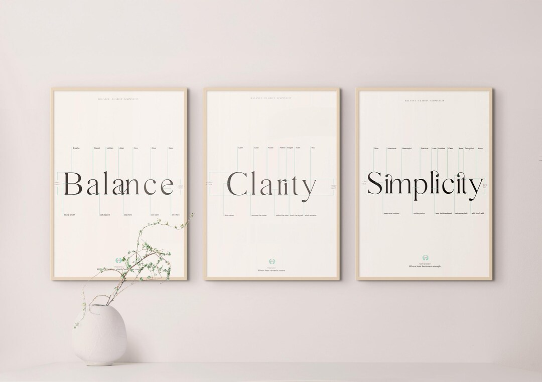 Minimalist Typography Wall Art – Set of 3 Printable Posters – Modern ...
