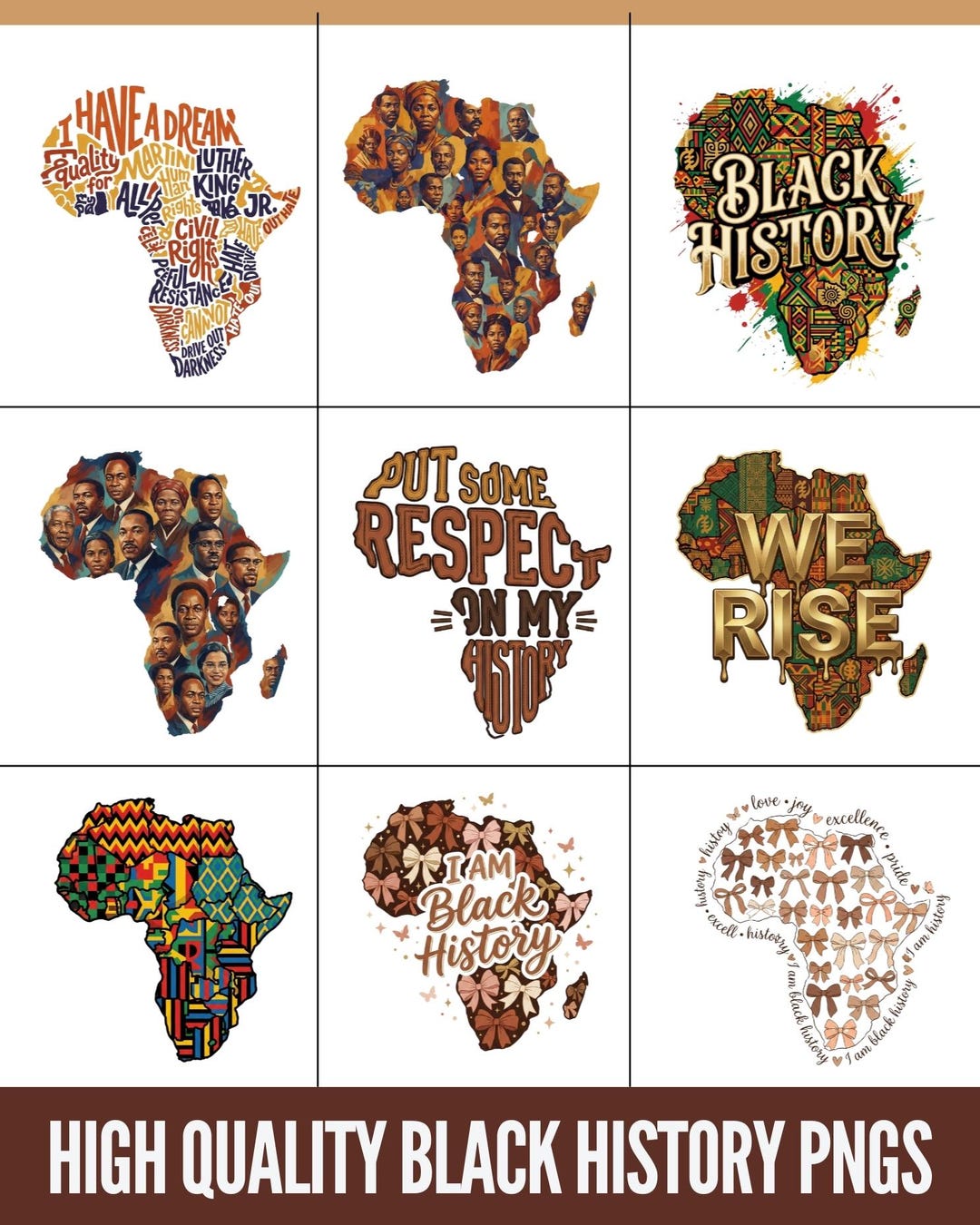 Black History PNG Bundle, African Map Sublimation, Afrocentric Heritage ...