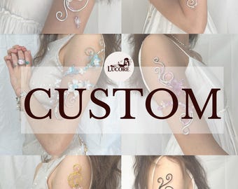 Brazalete personalizado para la parte superior del brazo hecho a pedido: elige tu estilo, joyería de elfo personalizada para el brazo, brazalete bohemio ajustable para la parte superior del brazo Fairycore