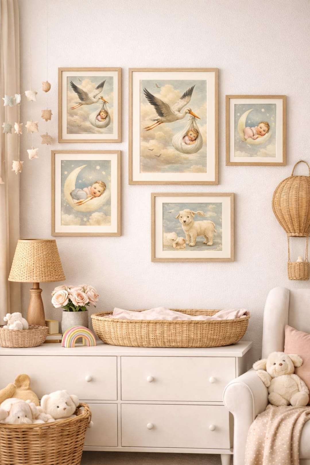 Storks Storybook Vintage Stork Baby Girl Nursery Art, Storybook Illustration (PDF) - Etsy