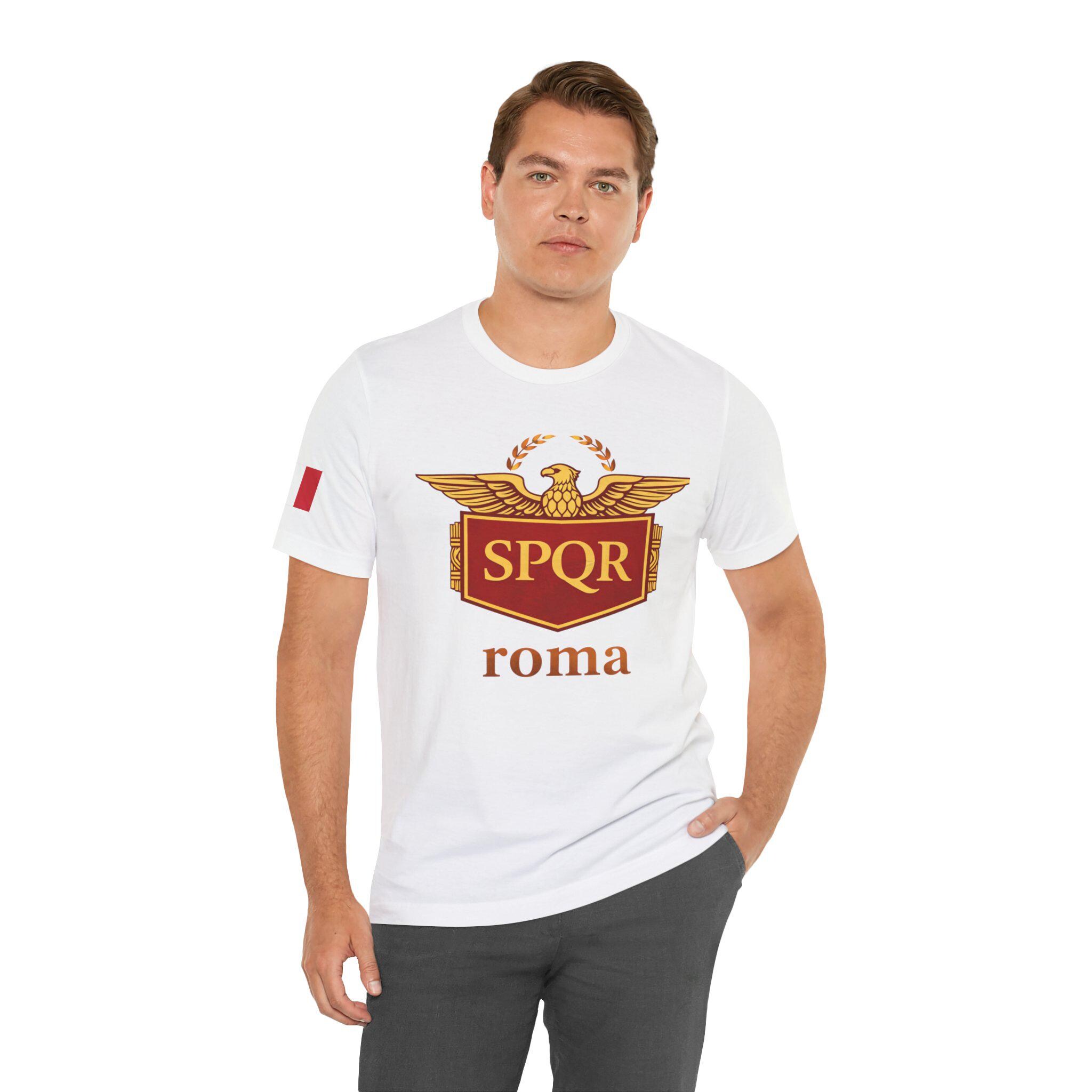 Shirtzshop Maglietta Uomo SPQR Roma 2.0 | Blu Royal, Taglia L | 100% Cotone