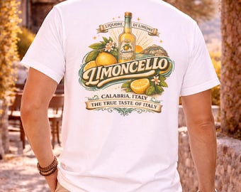 Limoncello Bottle Lemon Graphic Tee | Italy Calabria Vintage Label