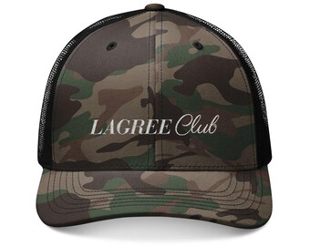LAGREE Club Camo Trucker Hat | Embroidered Lagree Cap | Trendy Fitness Apparel, Pilates Athleisure