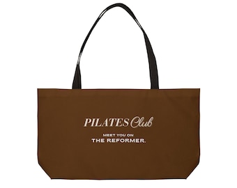 Pilates Club Treffen Sie auf dem Resonanzkörper 24x13 Tasche | Robuste braune Weekender Bag