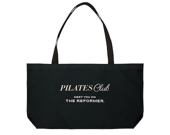 Pilates Club Treffen Sie auf dem Resonanzkörper 24x13 Tasche | Massive schwarze Weekender Bag