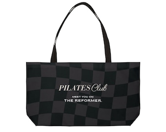 Pilates Club-Meeting auf dem Besseren Wegbegleiter Weekender Tragetasche 24x13 |Schwarz Karierte Fitness Tasche