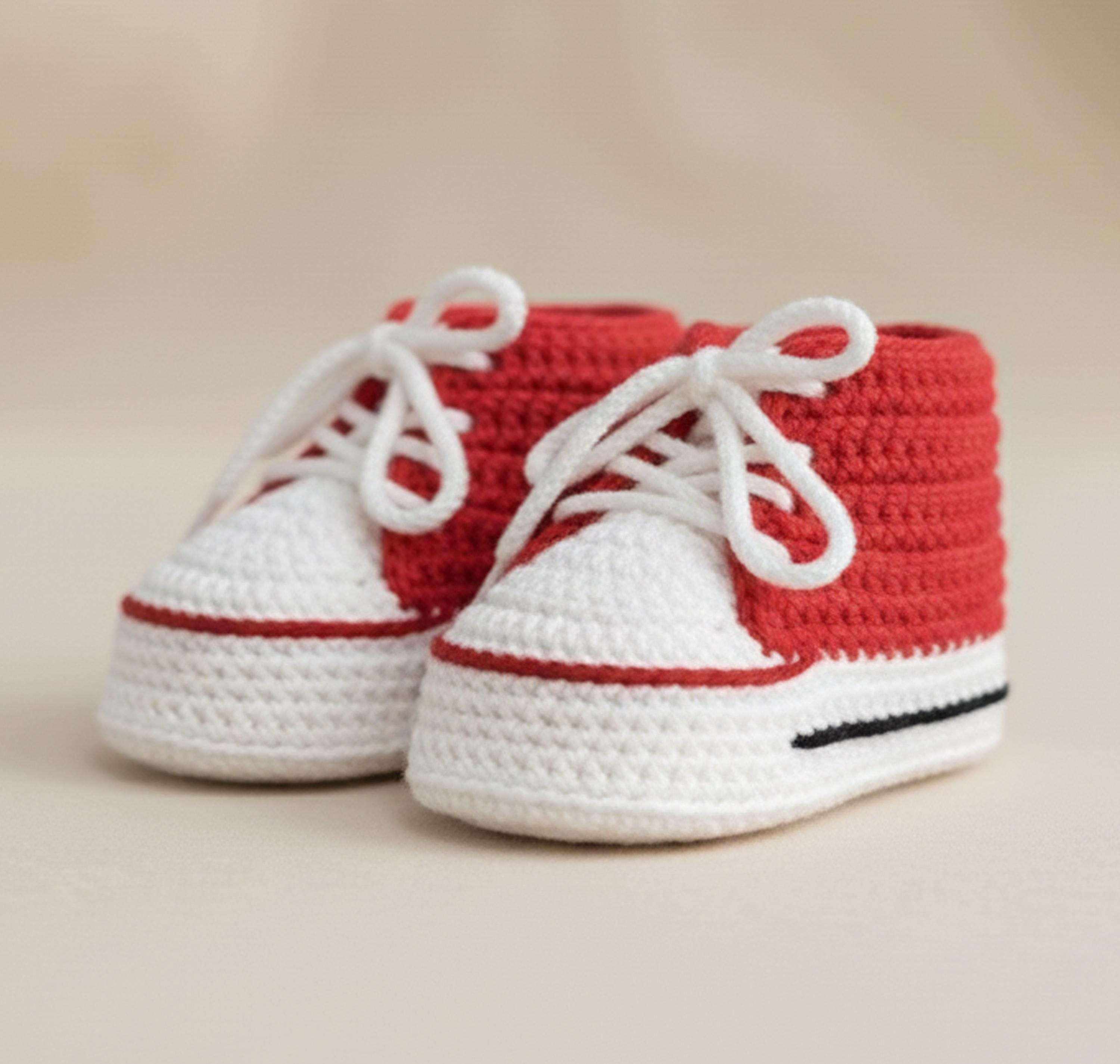 Crochet Baby Sneakers Pattern PDF | Newborn Booties, 0-9 Months ...