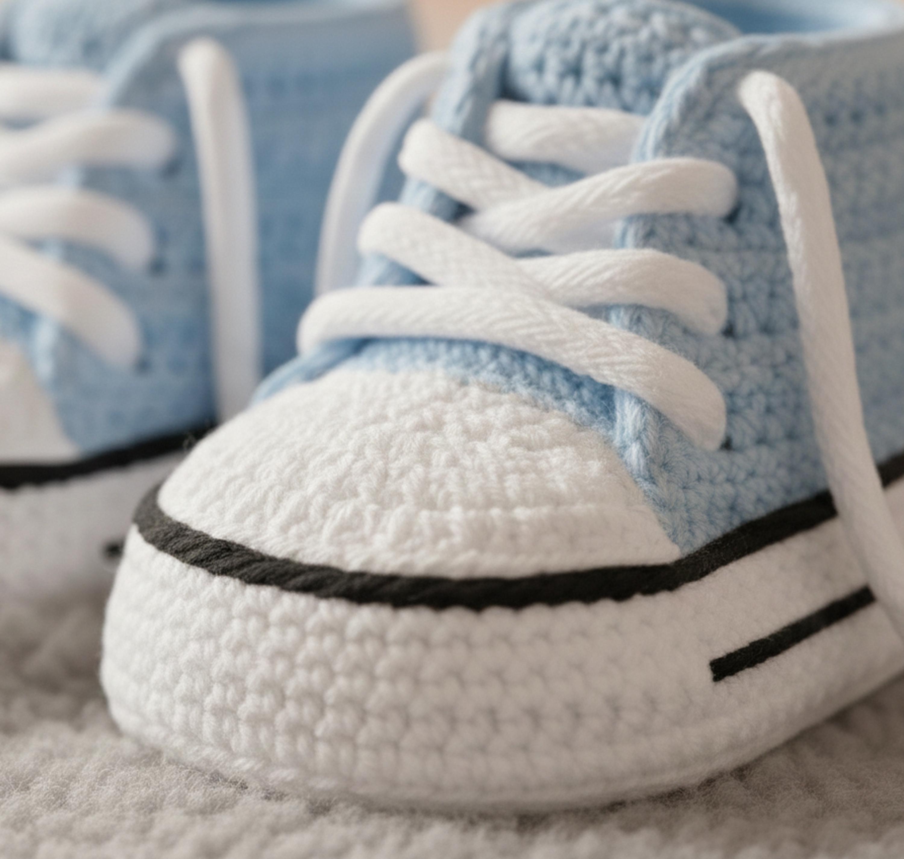 Crochet Baby Sneakers Pattern PDF | Newborn Booties, 0-9 Months ...