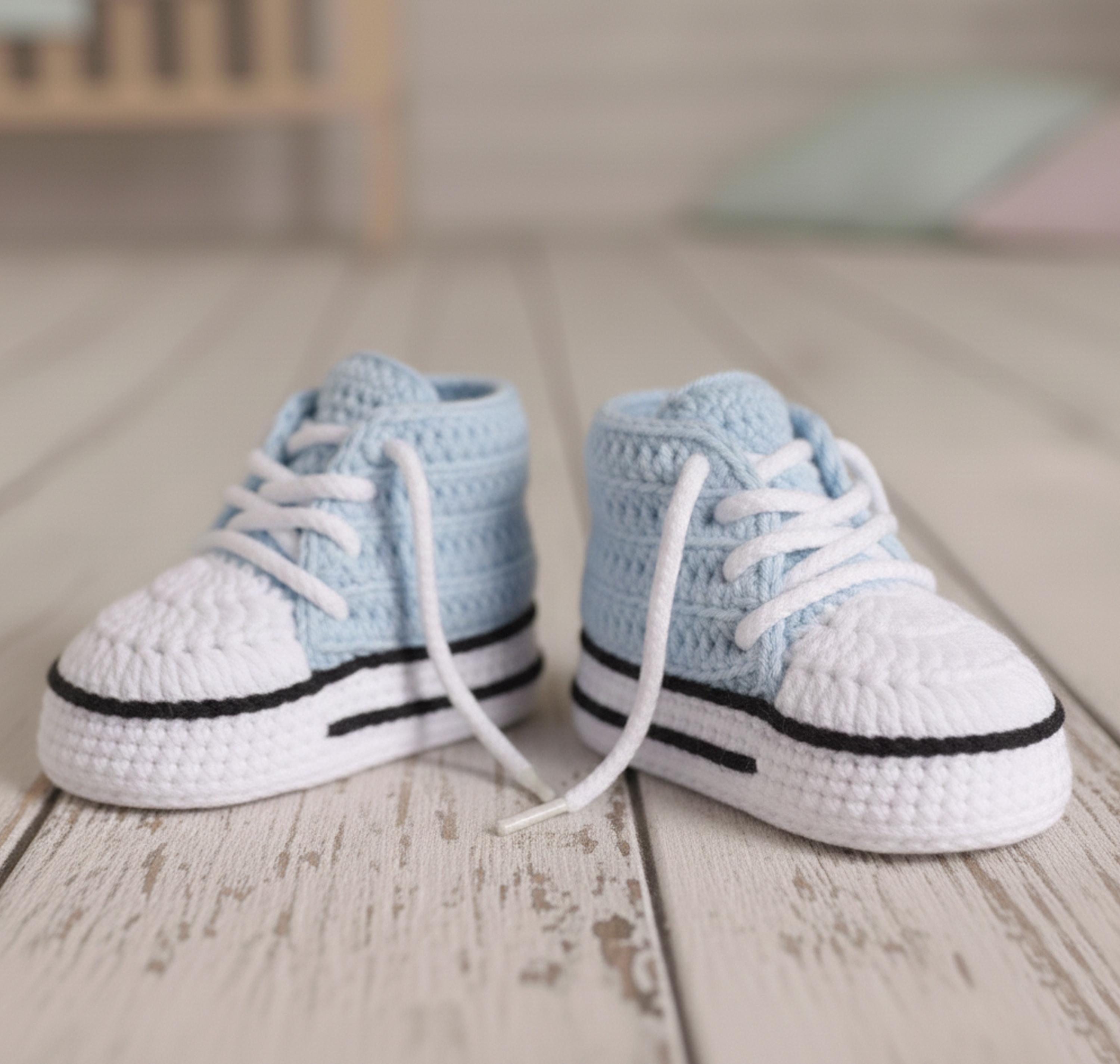 Crochet Baby Sneakers Pattern PDF | Newborn Booties, 0-9 Months ...