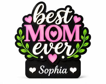 Personalized LED Name Light Box – Best Mom Ever Sign – Custom Mother’s Day Gift – Mom Gift with Name – Light Up Sign – Wall Decor