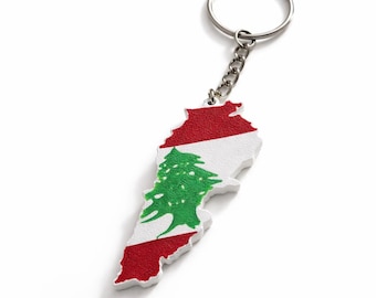 Lebanon Keychain | Lebanese Flag Keychain | Gift for Lebanese | 3D Printed Keychain | Lebanon Map Keychain | Handmade Gift Idea