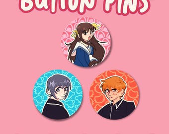 Fruits Basket Button Pins