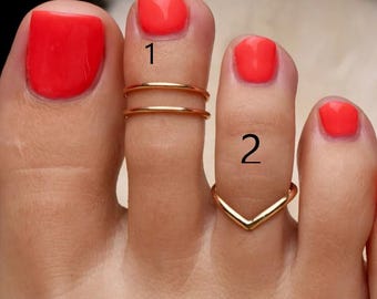Gold Toe Rings Set - Minimalist Gold Rings for Toes, Adjustable Ring Set, Boho Chic Jewelry, Trendy Toe Jewelry, Gift for Her