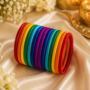 Handcrafted Silk Thread Bangles, Rainbow Ethnic Stack, Navratri Mehendi Jewelry