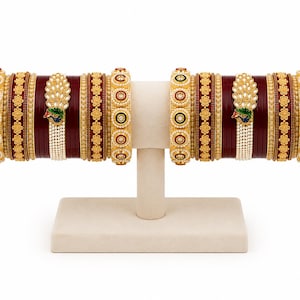 Indian Bridal Chura Set, Traditional Kundan Bangle Stack, Ethnic Wedding Jewelry for Bride