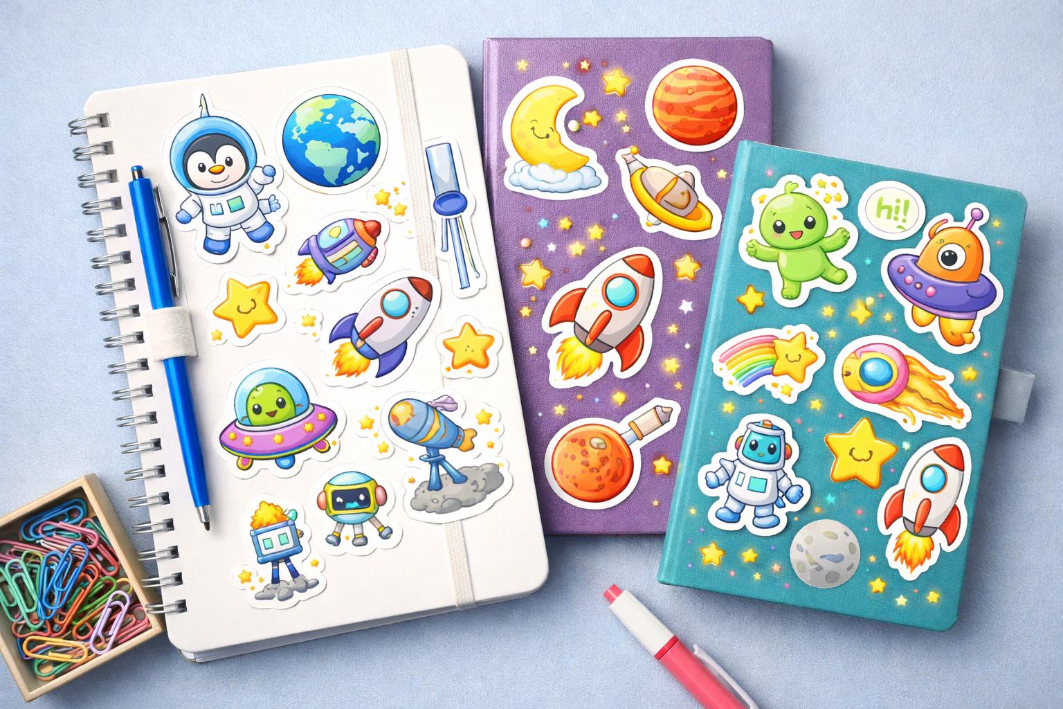 120 Space Stickers Printable, Astronaut Rocket Alien Planet Sheets ...