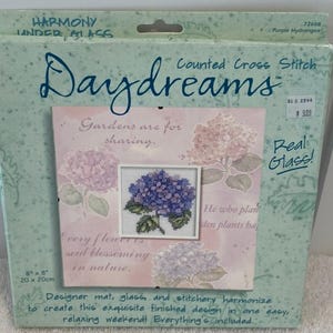 Dimensions Daydreams-Purple Hydrangea Counted Cross Stitch Complete Kit w/Glass!