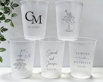 Vasos acrílicos esmerilados personalizados, vasos de recepción personalizados, vasos de plástico para bodas de 12 y 16 oz