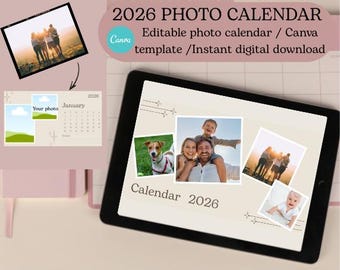 2026 Calendar Templates, Monthly Wall Calendar, Canva Editable, Planner Templates, Digital Download