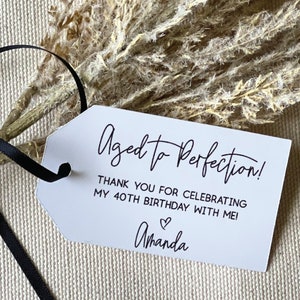 Personalized 40th Birthday Favor Tags: Minimalist Wine Bottle Gift Tags