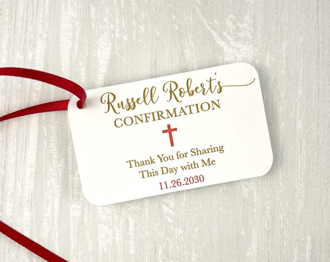 Personalized Confirmation Favor Tags With Cross and Custom Wording - Etsy