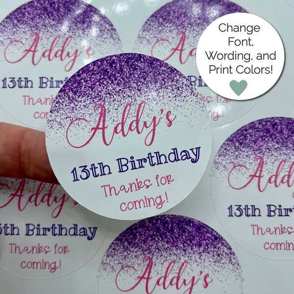 13th Birthday Party Favor Stickers - Etsy