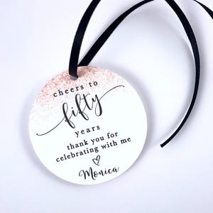 50th Birthday Bottle Favor Tags