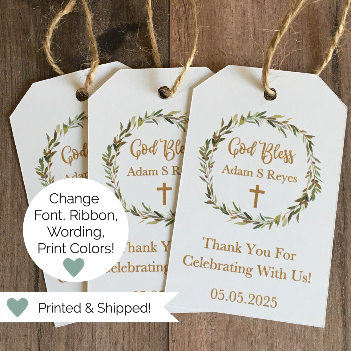 God Bless Rustic Wreath Tags - Etsy