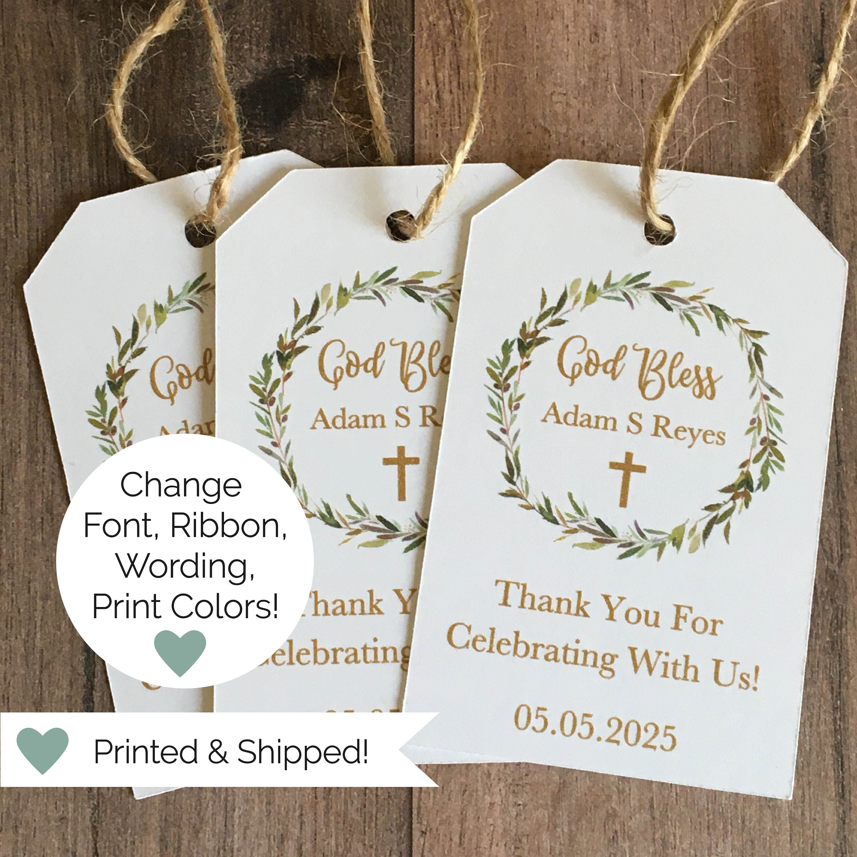 God Bless Rustic Wreath Tags | Etsy
