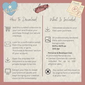 May include: A digital download graphic with text detailing how to download and what is included. The image features a heart-shaped graphic, a handwritten signature, and a grade sheet. The text includes instructions for accessing files and usage rights.