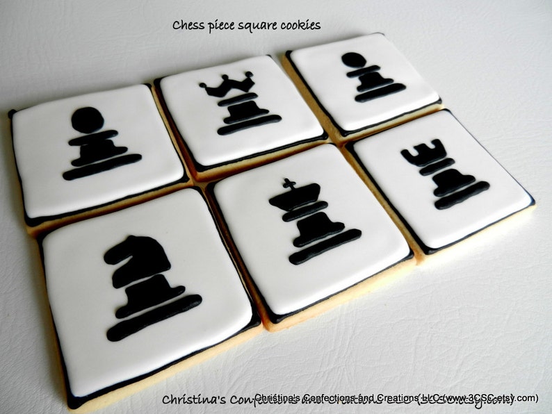 Chess Piece Hand Decorated Sugar Cookies 2369 Etsy