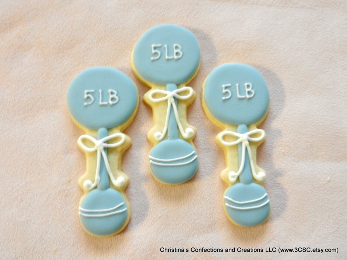 Baby Rattle Hand Decorated Sugar Cookies 2366 Etsy