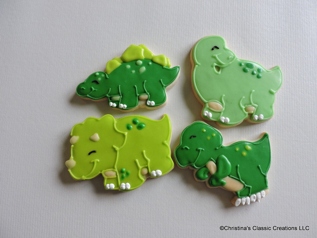 Dinosaur Decorated Sugar Cookies 2285 Etsy