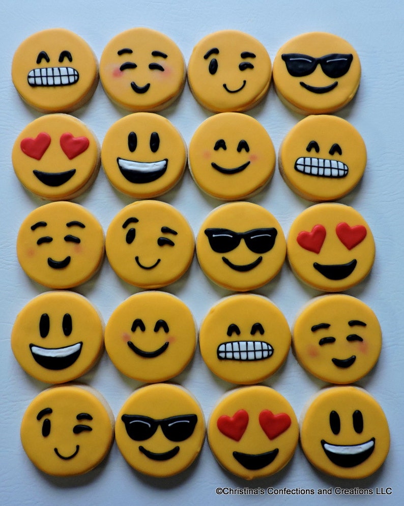 Hand Decorated Emoji Sugar Cookies 2452 Etsy