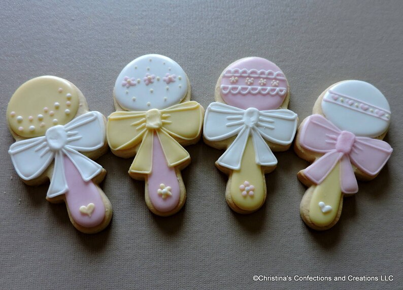 Large Baby Rattle Decorated Sugar Cookie 2274 Etsy