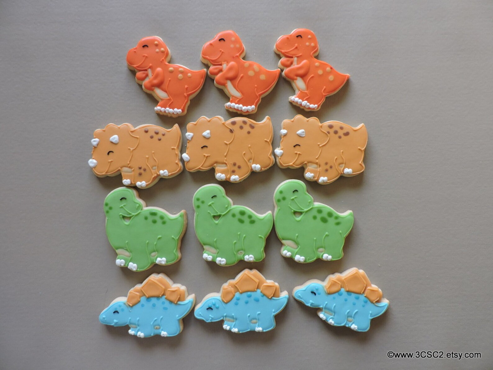 Dinosaur Decorated Sugar Cookies 2285 Etsy