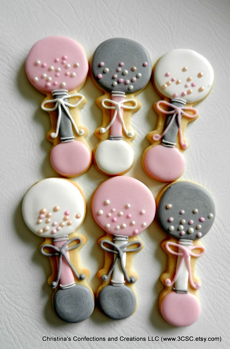 Baby Rattle Hand Decorated Sugar Cookies 2366 Etsy