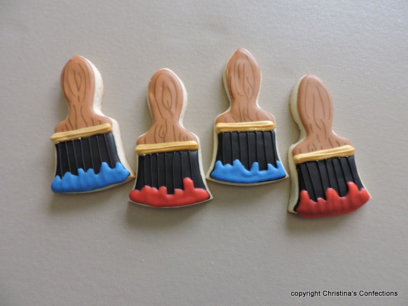Art Themed Paint Brush Decorated Sugar Cookies 2038 Etsy